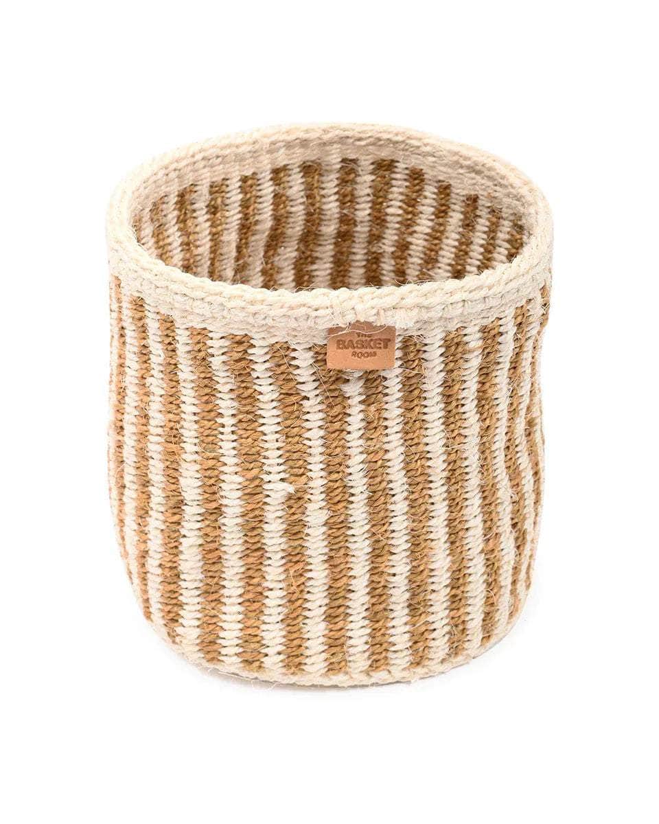 HOTUBA: Gold Pinstripe Woven Storage Basket
