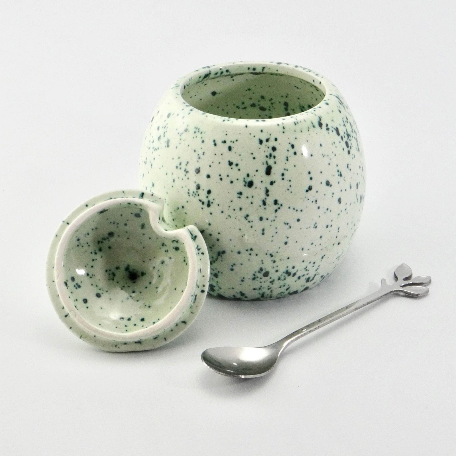 Butter Dish and Sugar Bowl set Speckled Green