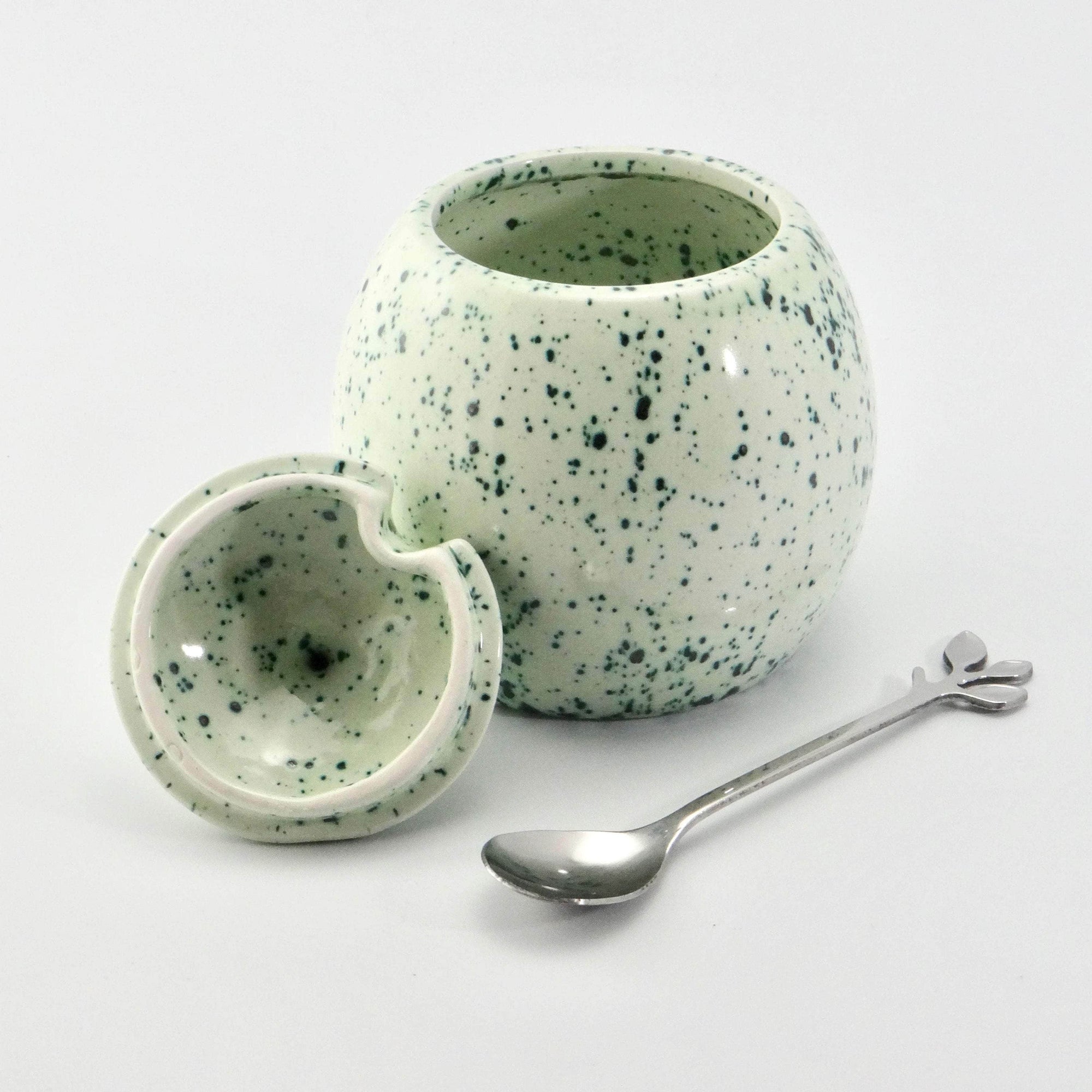 Butter Dish and Sugar Bowl set Speckled Green