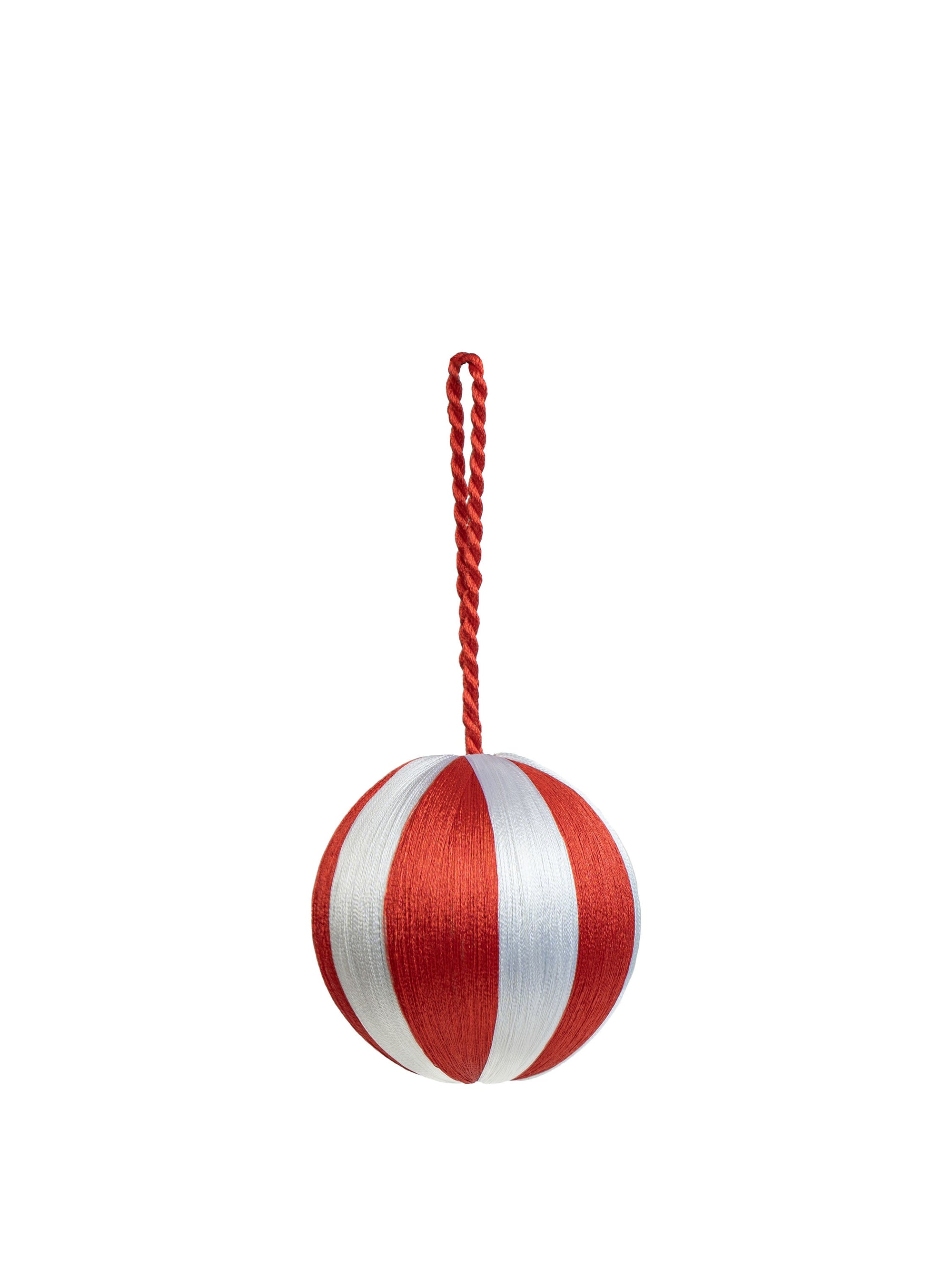 Stripe Baubles M 3" - Red/White