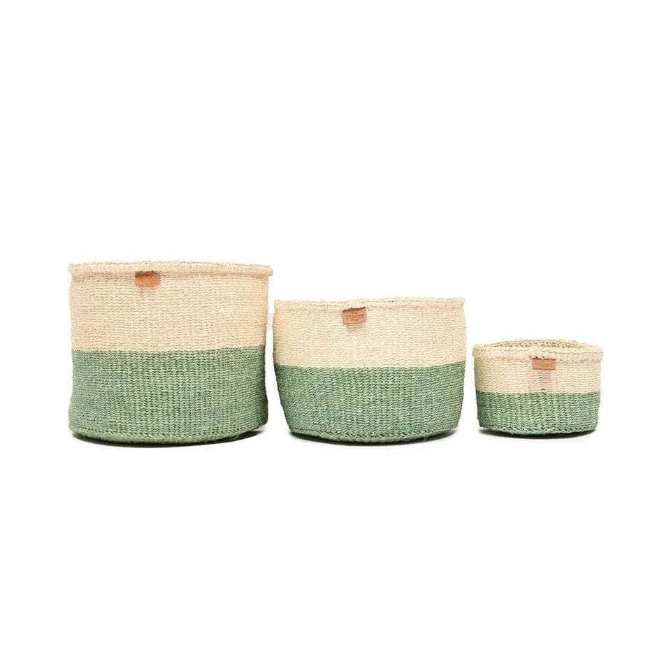 WILAYA: Green Colour Block Woven Basket