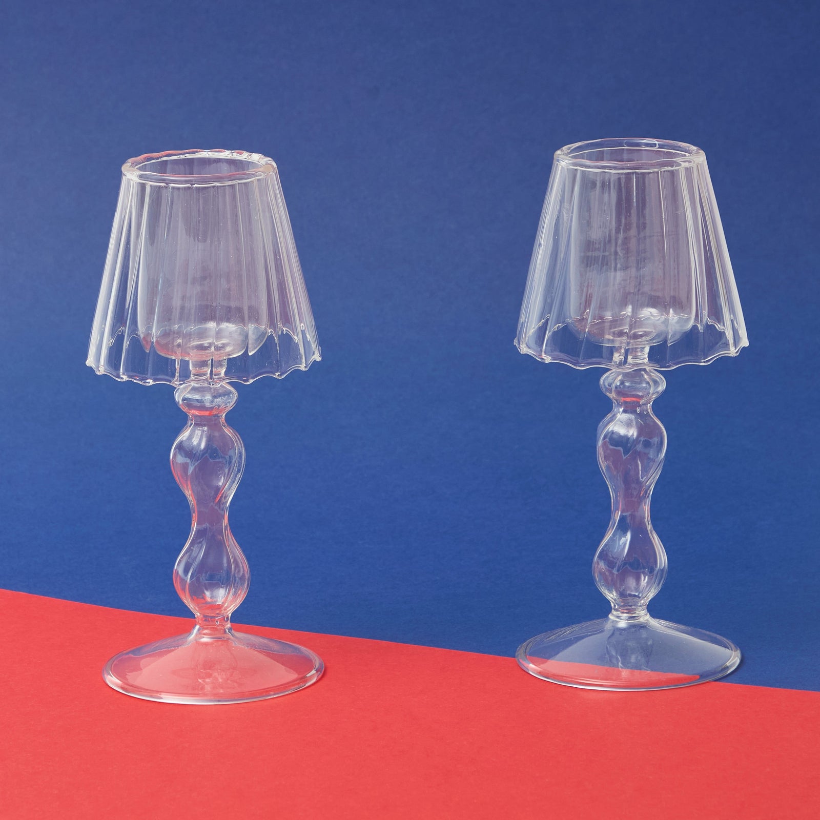 Clear Glass Tea Light Lamps (set of 2)