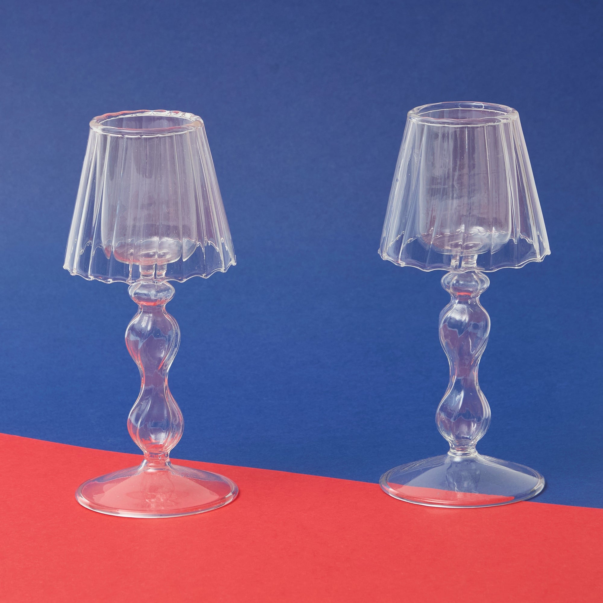 Clear Glass Tea Light Lamps (set of 2)