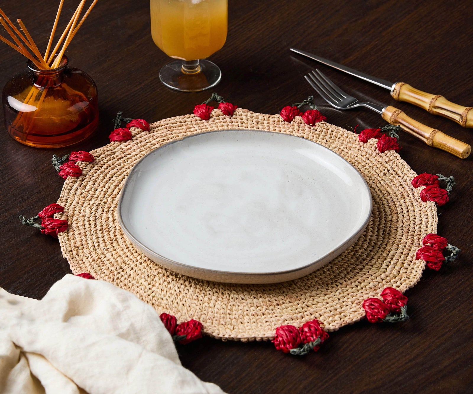Cherry Scalloped Edge Placemats