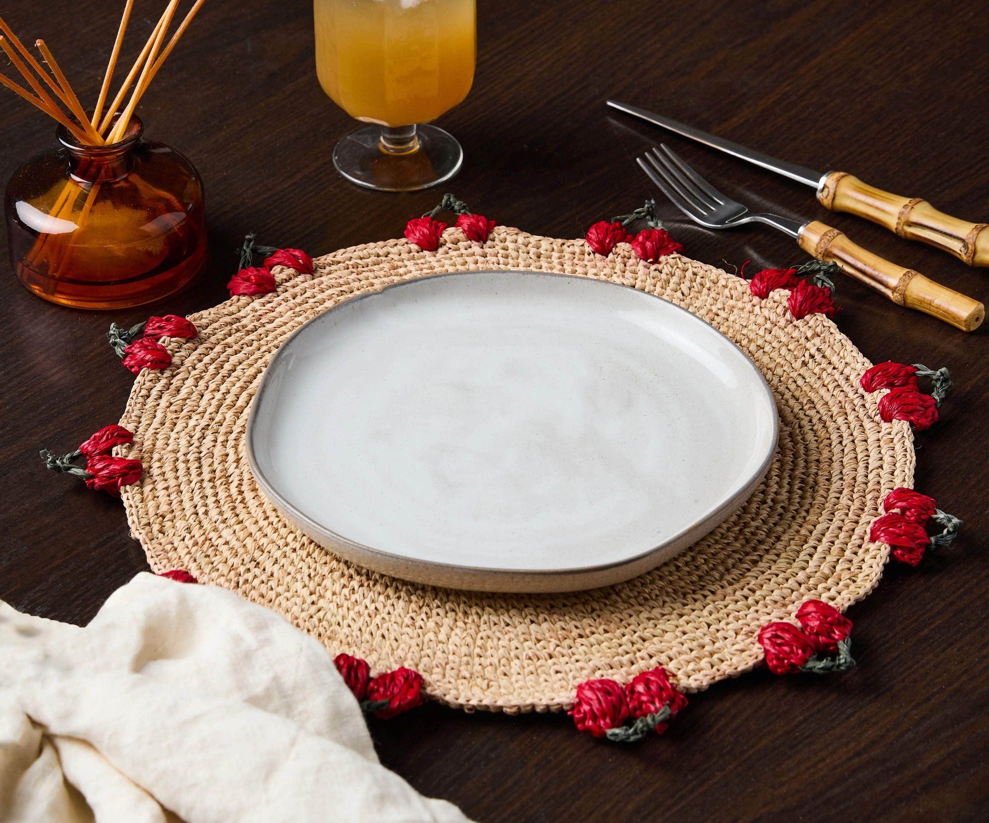 Cherry Scalloped Edge Placemats