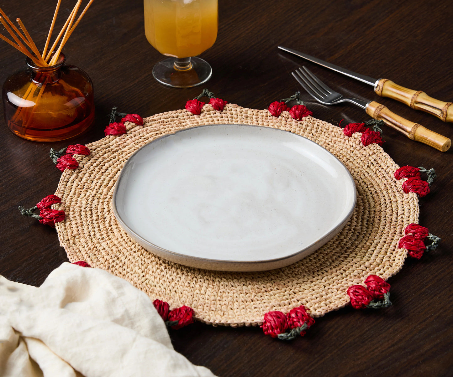Cherry Scalloped Edge Placemats (Set of 4)