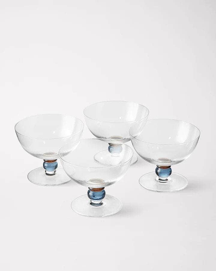 Noam Champagne Glass With Blue Bead | Set of Four