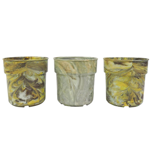 3 Vintage Marbled Plant Pots
