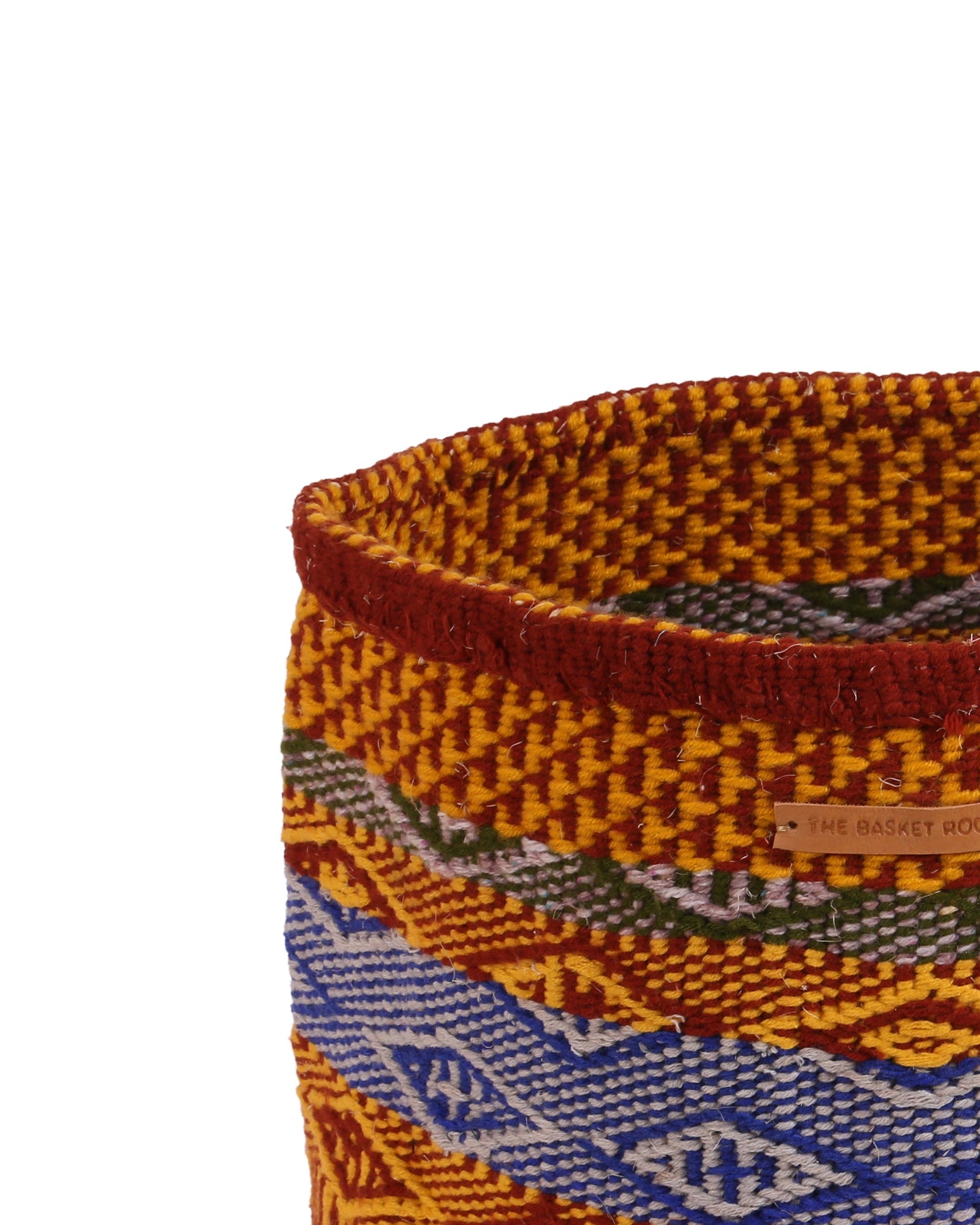 VIZURI: Large Yellow, Brown and Blue Wool Basket