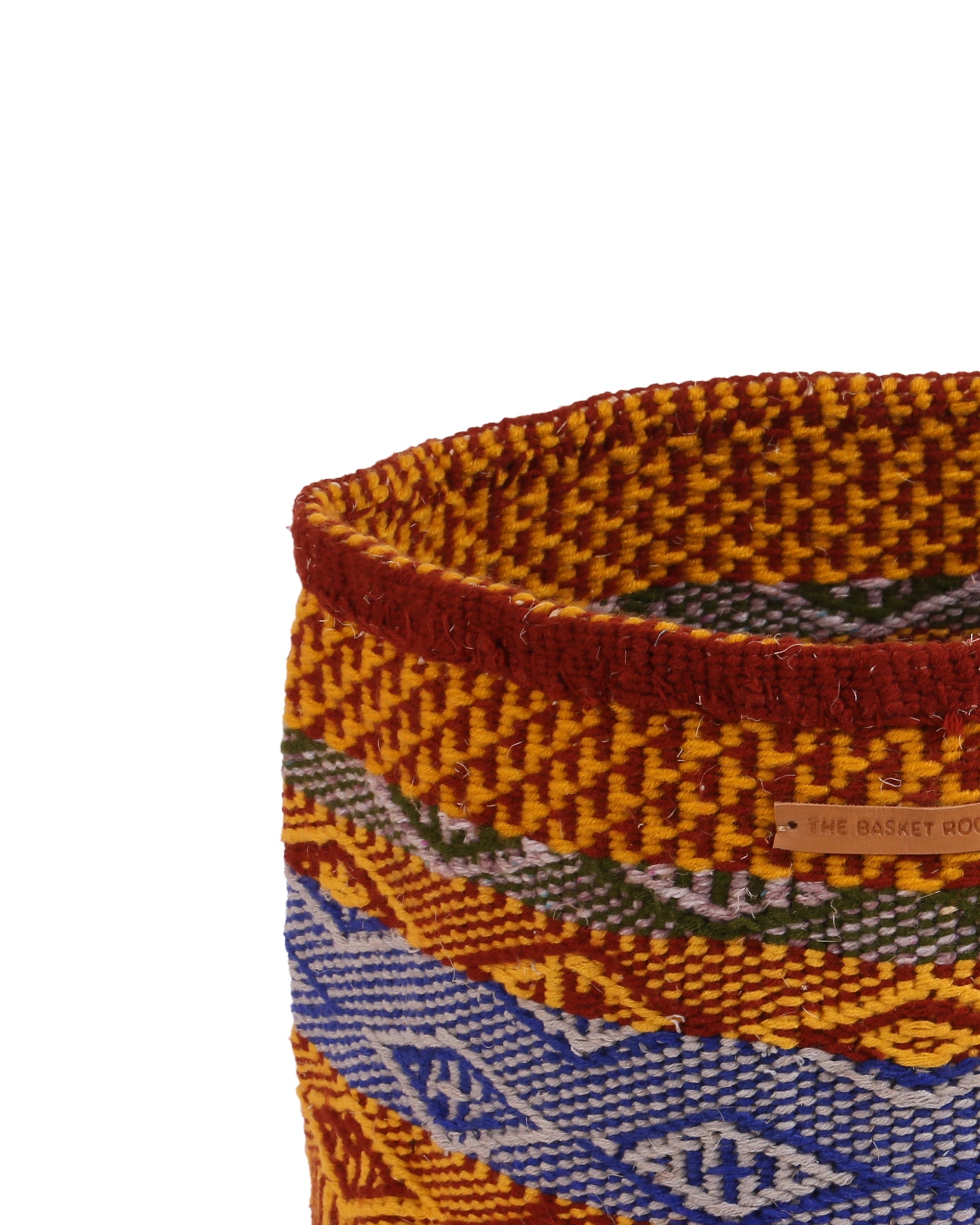 VIZURI: Large Yellow, Brown and Blue Wool Basket