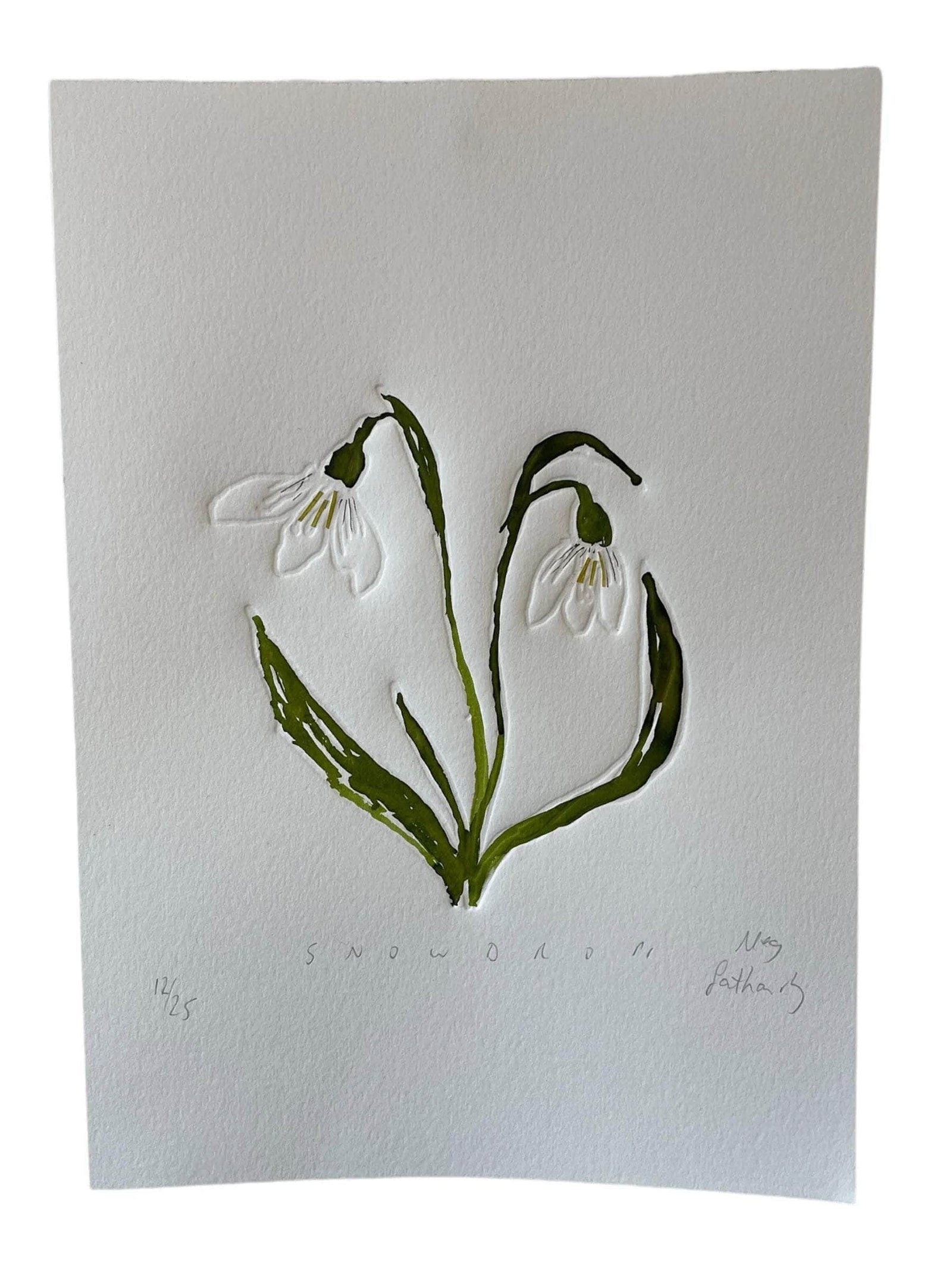 "Snowdrop Flower of the Month" Embossed Art Collage