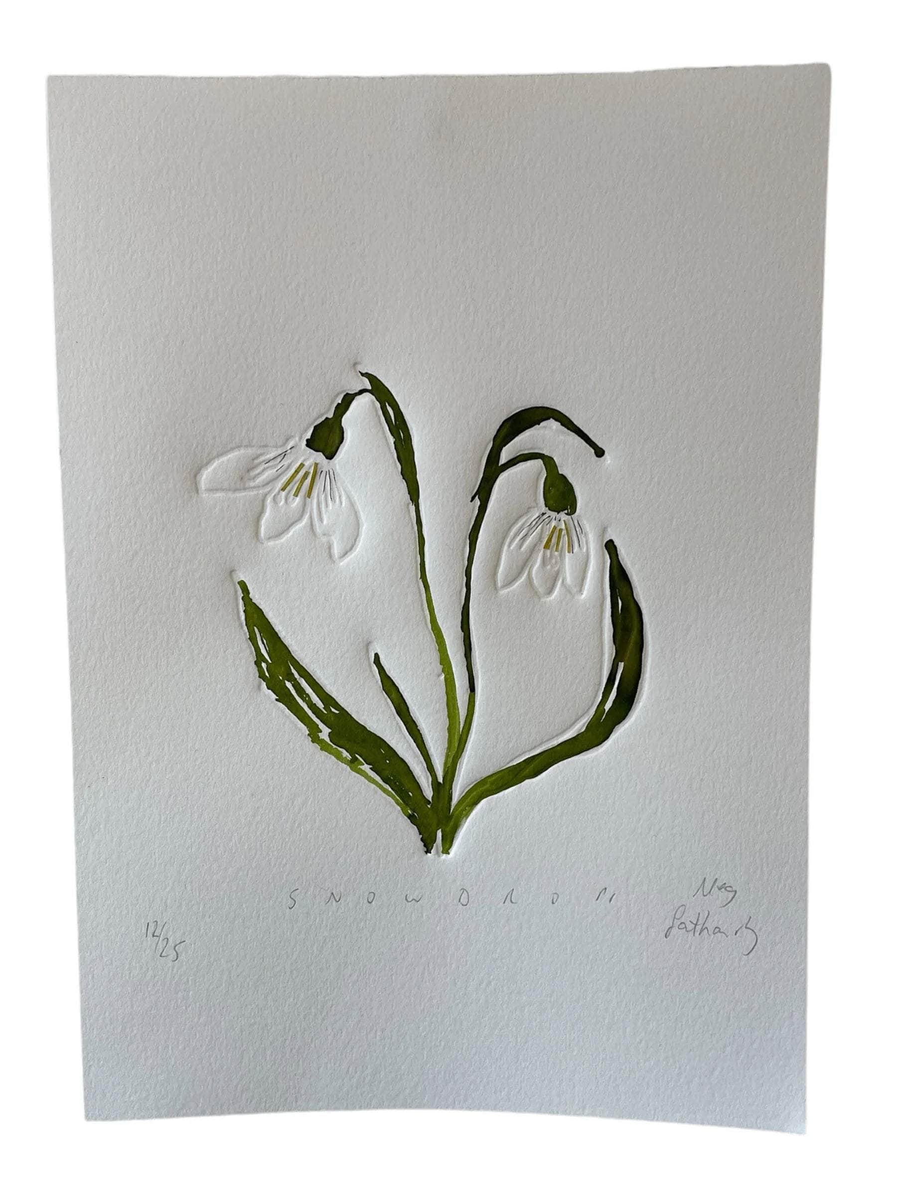 "Snowdrop Flower of the Month" Embossed Art Collage