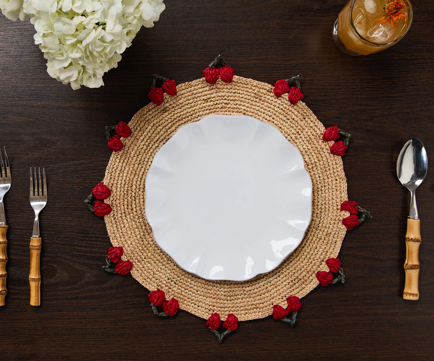 Cherry Scalloped Edge Placemats (Set of 4)