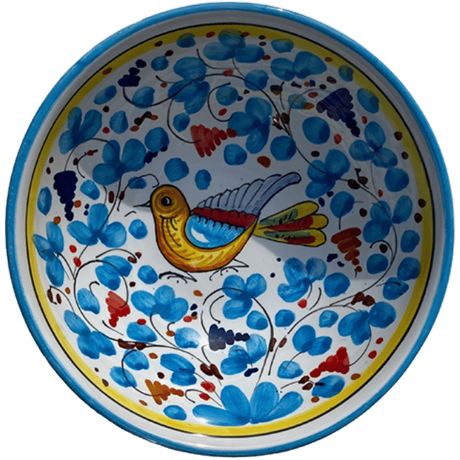 14 cm Bowl Bird Flowers Sky Blue-