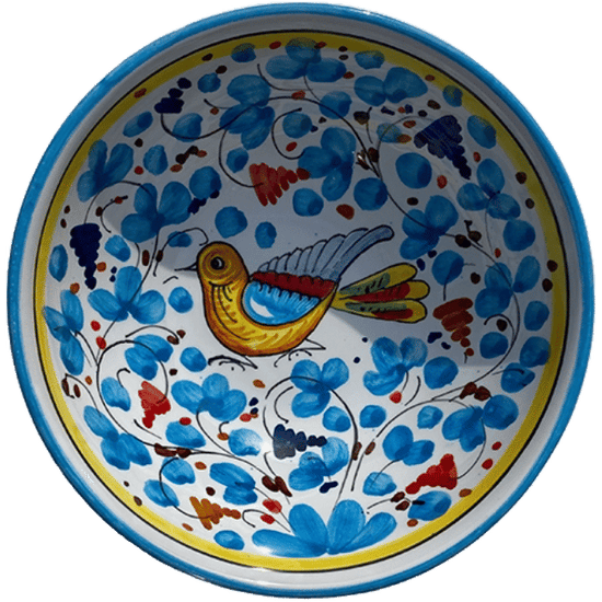 14 cm Bowl Bird Flowers Sky Blue