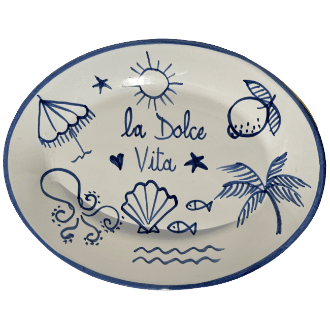 Dolce Vita Oval Platter, Blue - 32cm