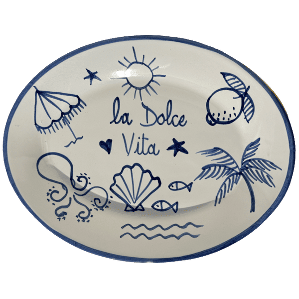 Dolce Vita Oval Platter, Blue - 32cm