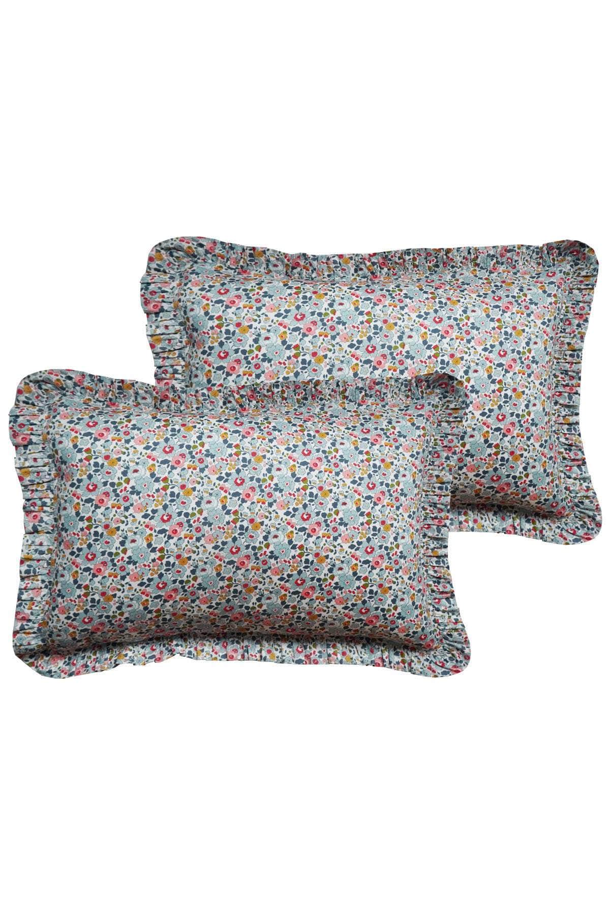 Frill Edge Pillowcase Made With Liberty Fabric Betsy Grey