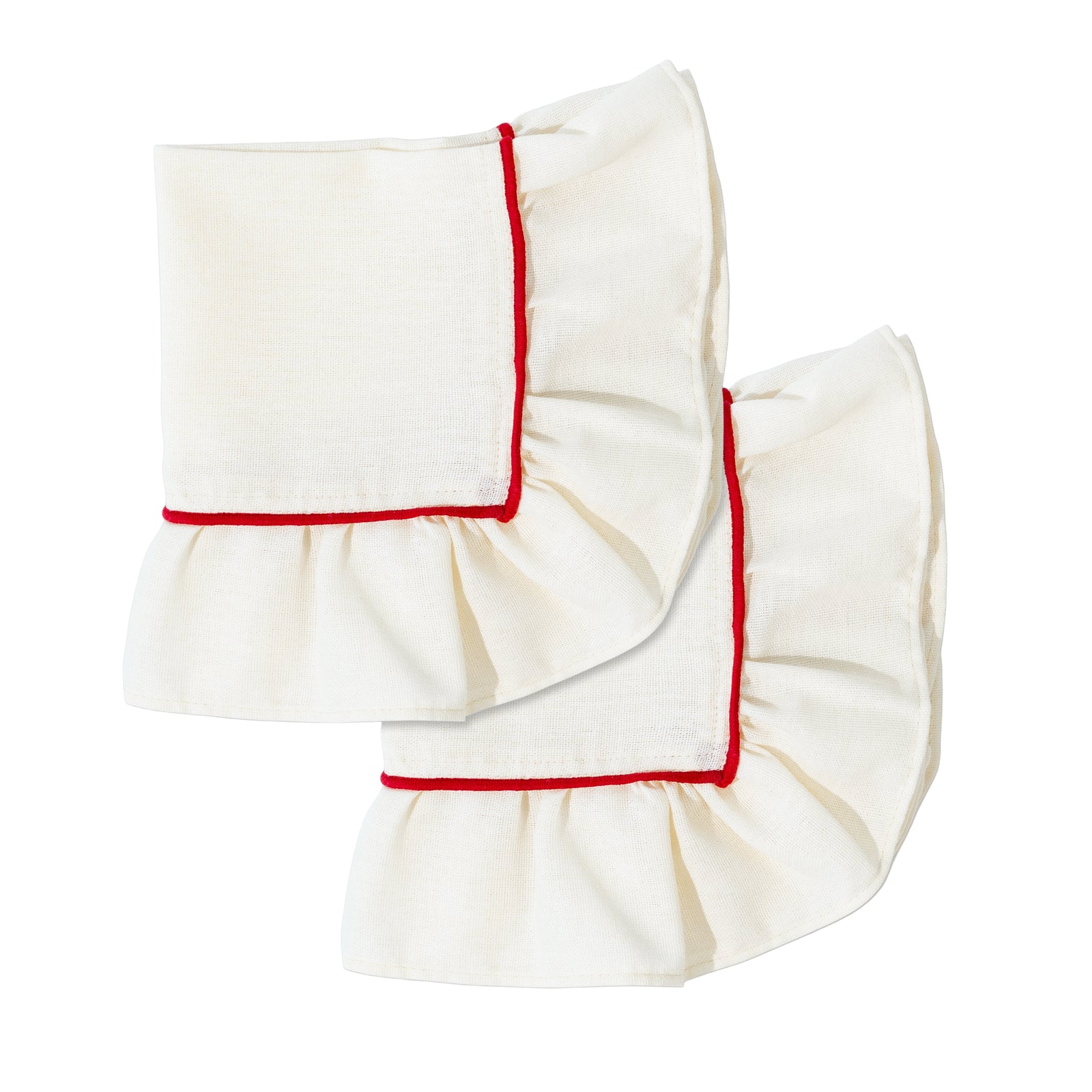 Frills Napkins Ivory/Red - Set of 2