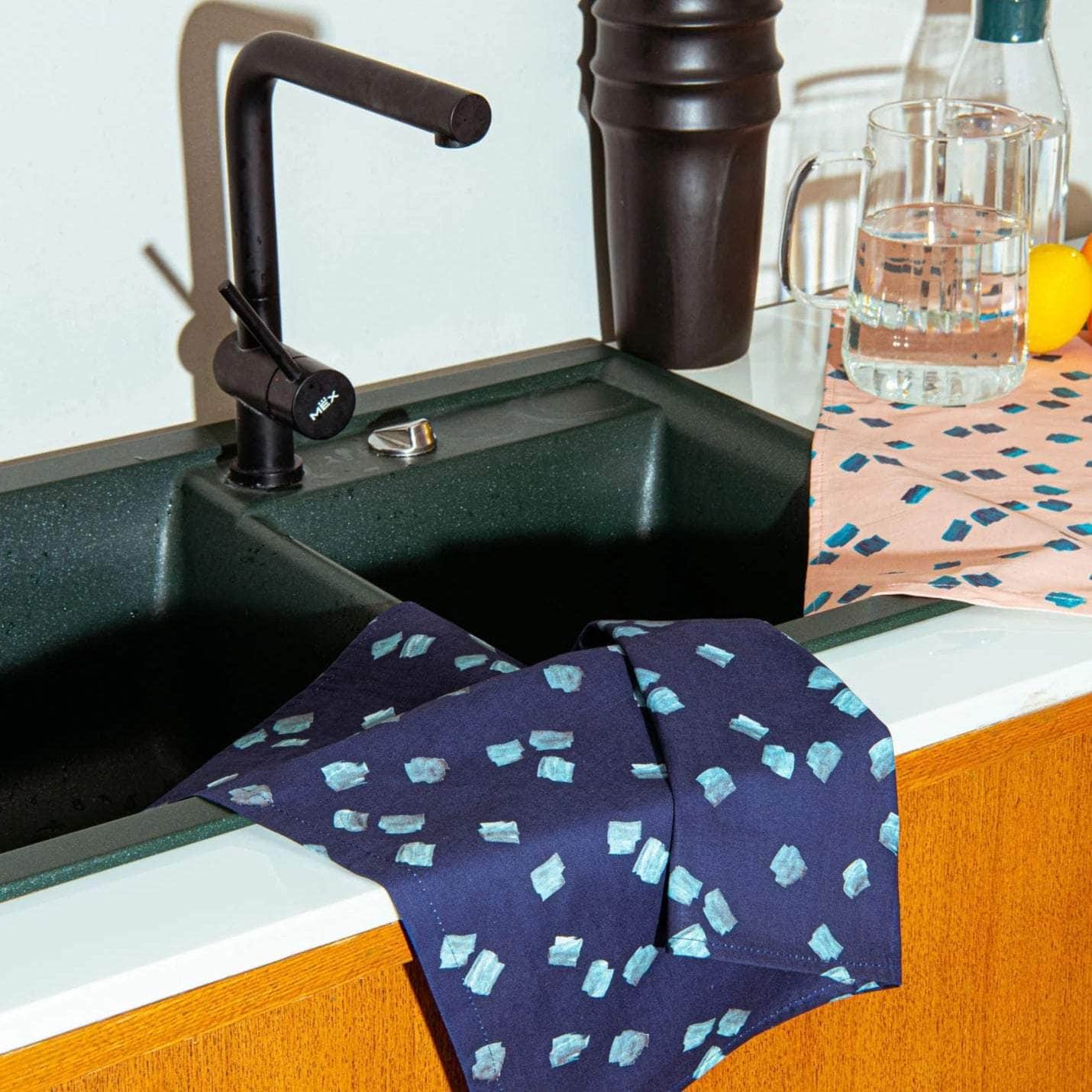 Scribble Tea Towel - Navy