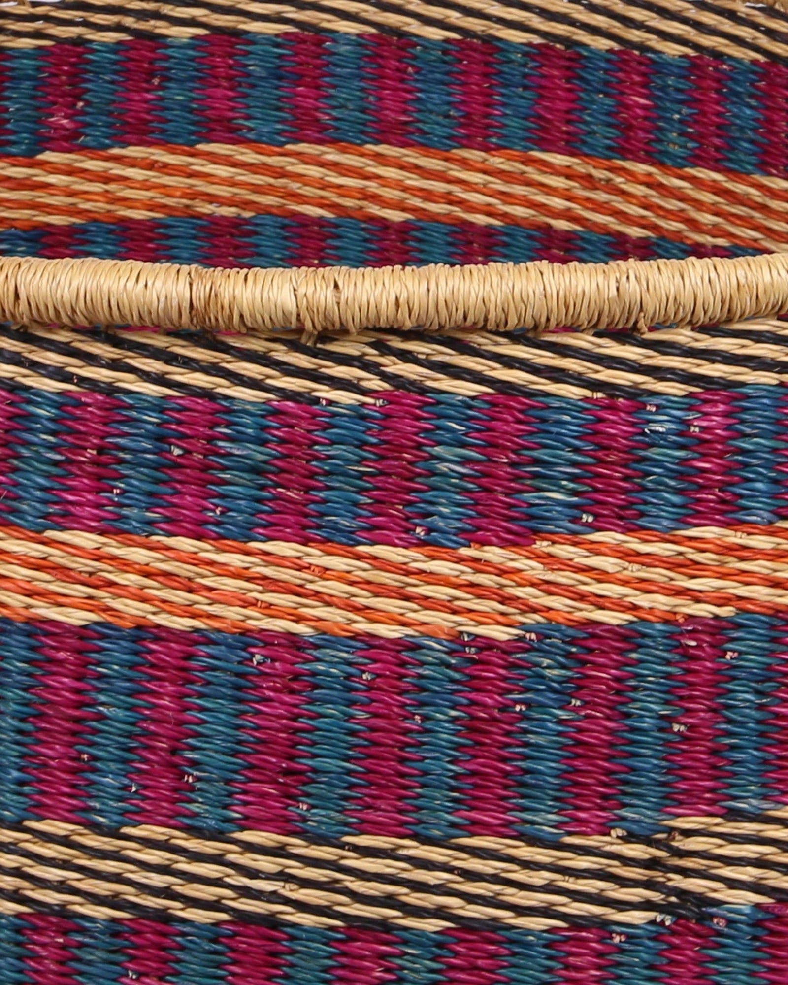 HUNU: Medium Teal and Maroon Floor Storage Basket with Handles