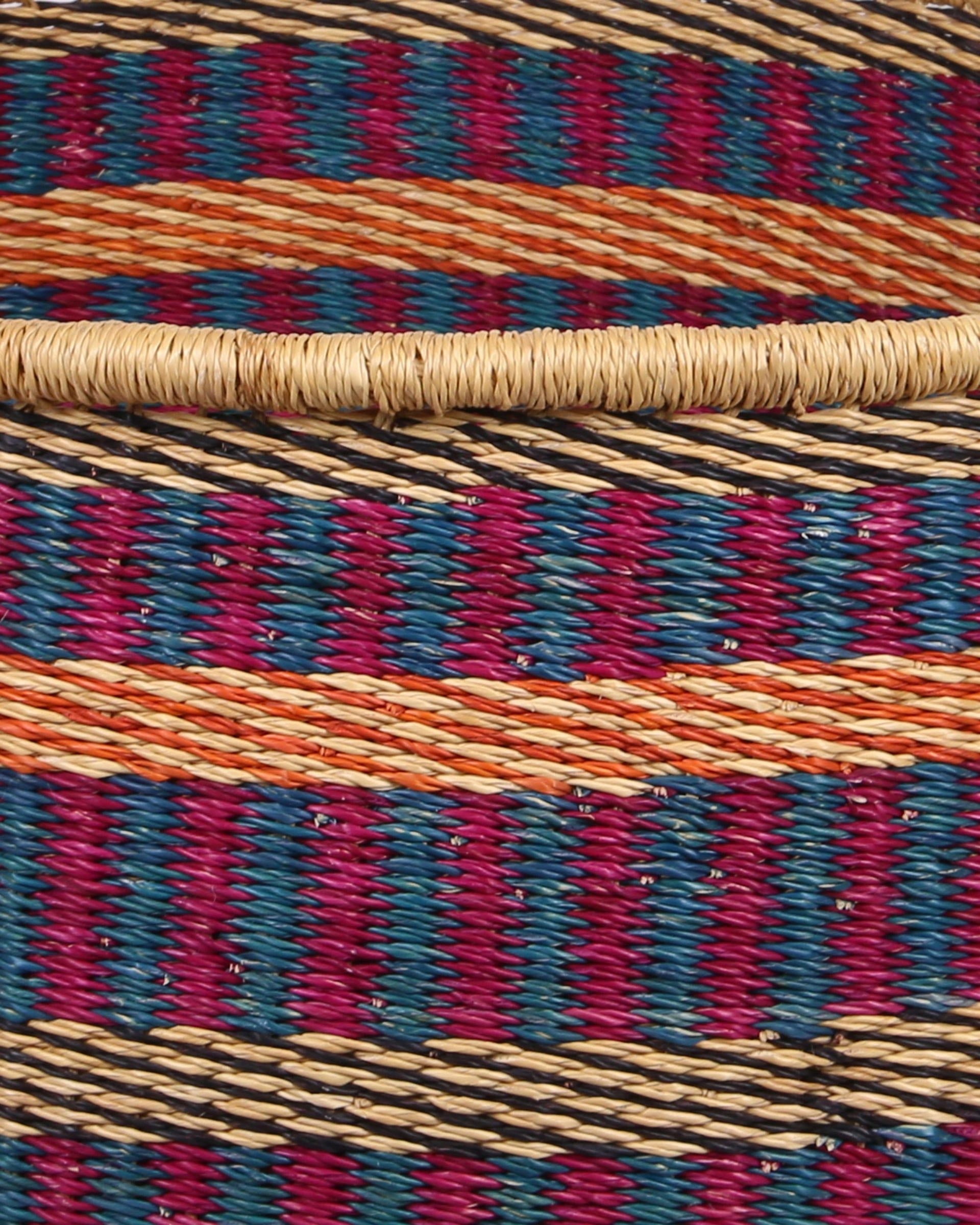 HUNU: Medium Teal and Maroon Floor Storage Basket with Handles