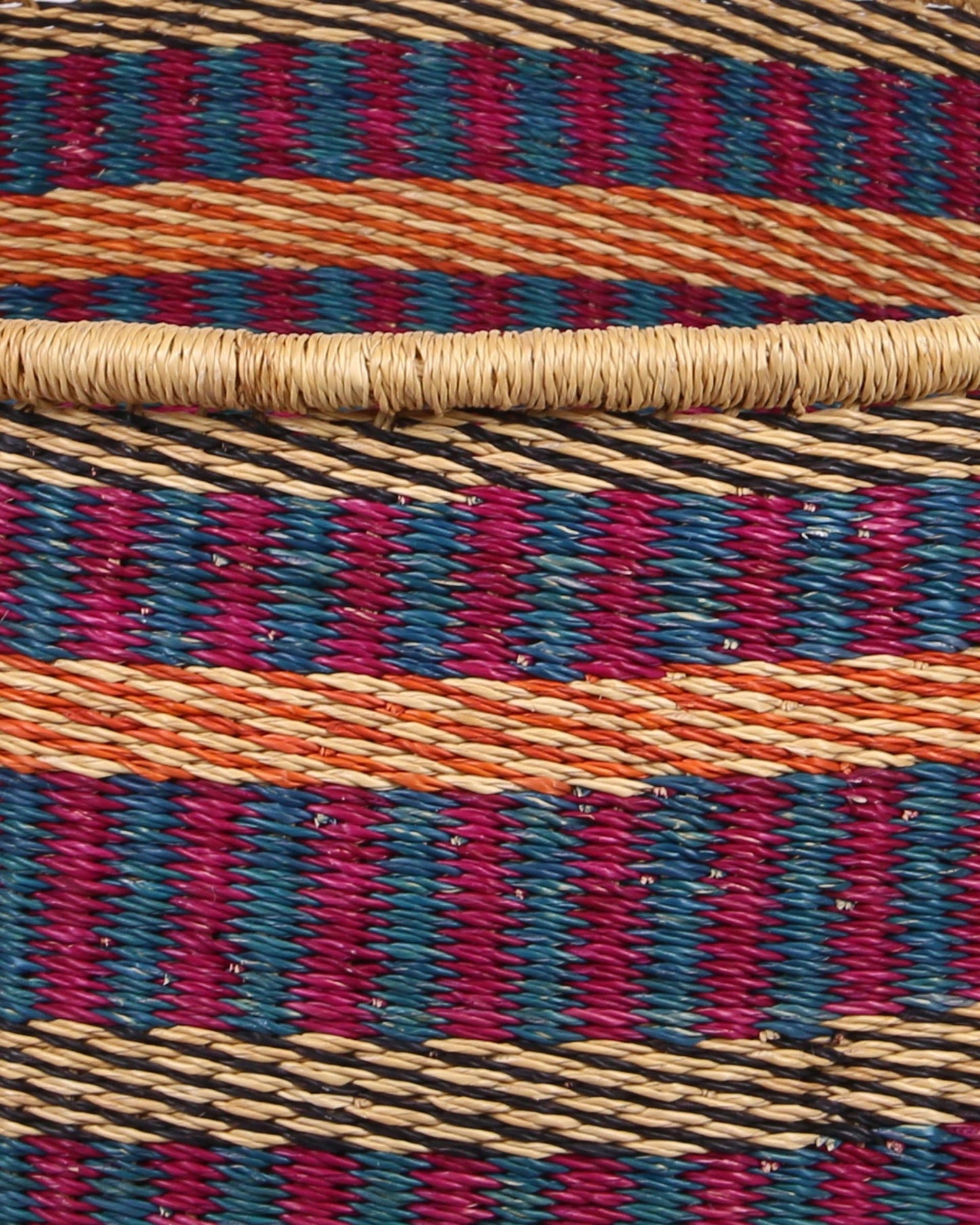 HUNU: Medium Teal and Maroon Floor Storage Basket with Handles