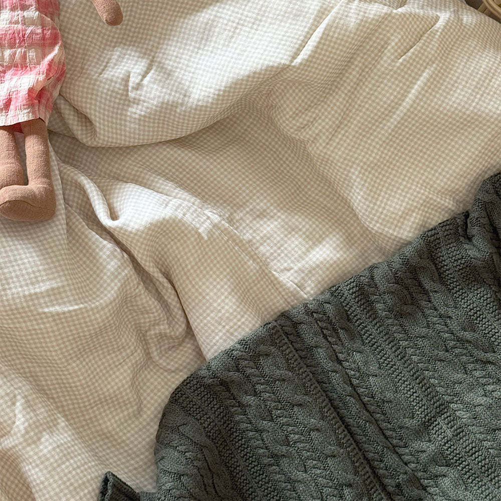 Soft Organic Knitted Cable Baby Blanket - Moss