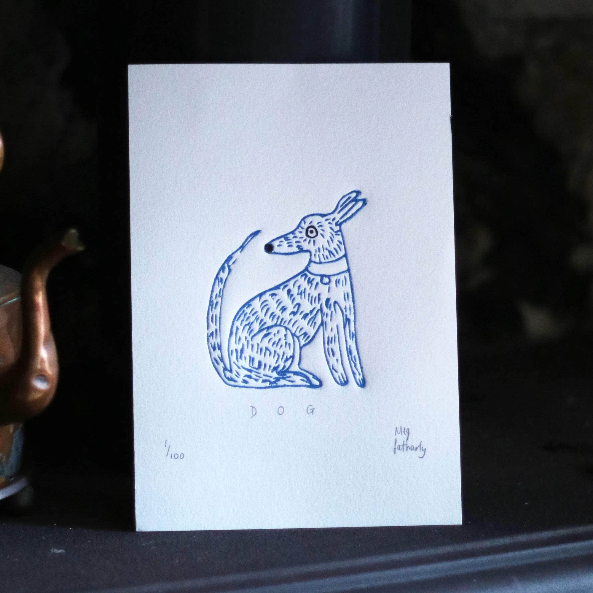 Limited Edition Dog Colour Embossing and Collage on Paper