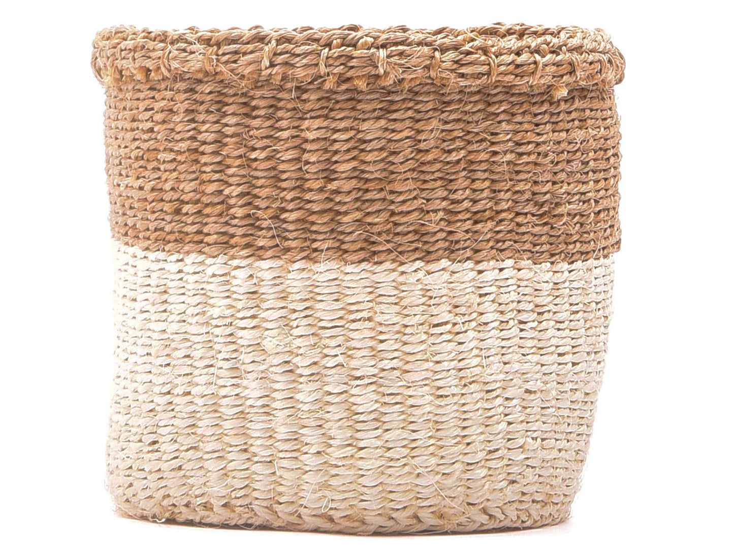 CHAMA: Khaki & White Colour Block Storage Basket