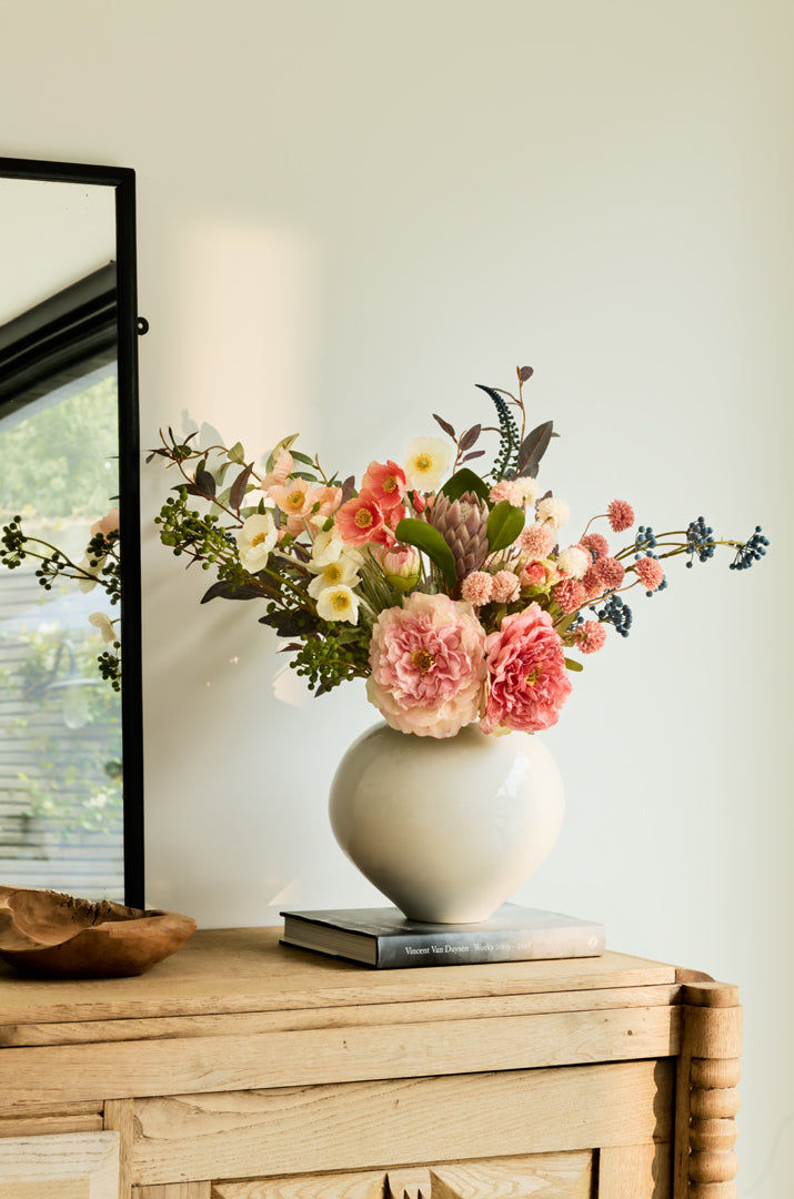 Abi - Faux Flower Arrangement - Pinks, Corals & Greens