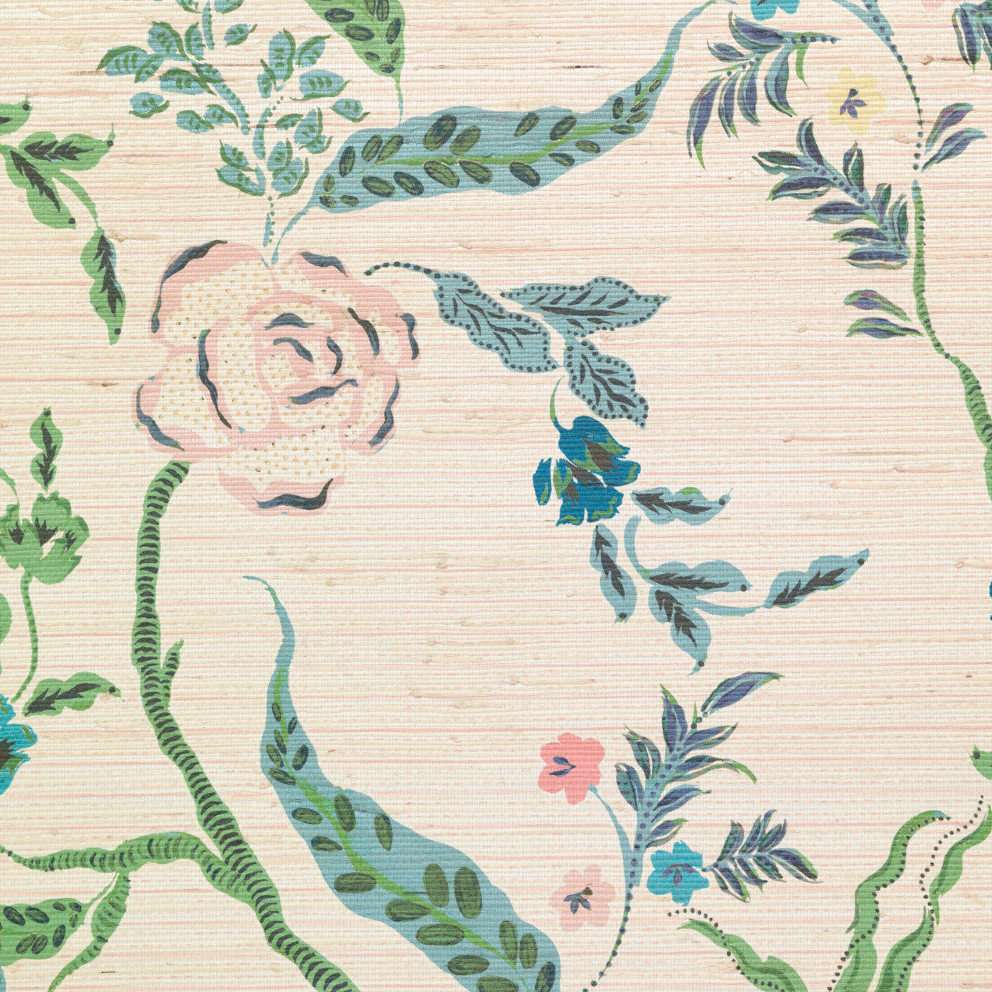Eversley - Jade Rose (Metallic Grasscloth Wallpaper)