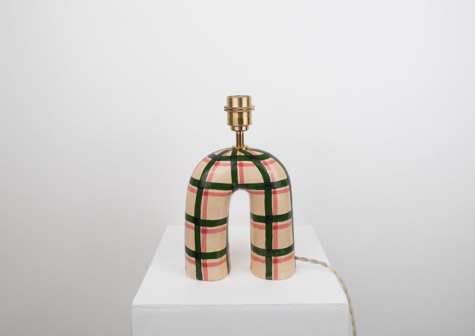 'You' Table Lamp - Green Gingham