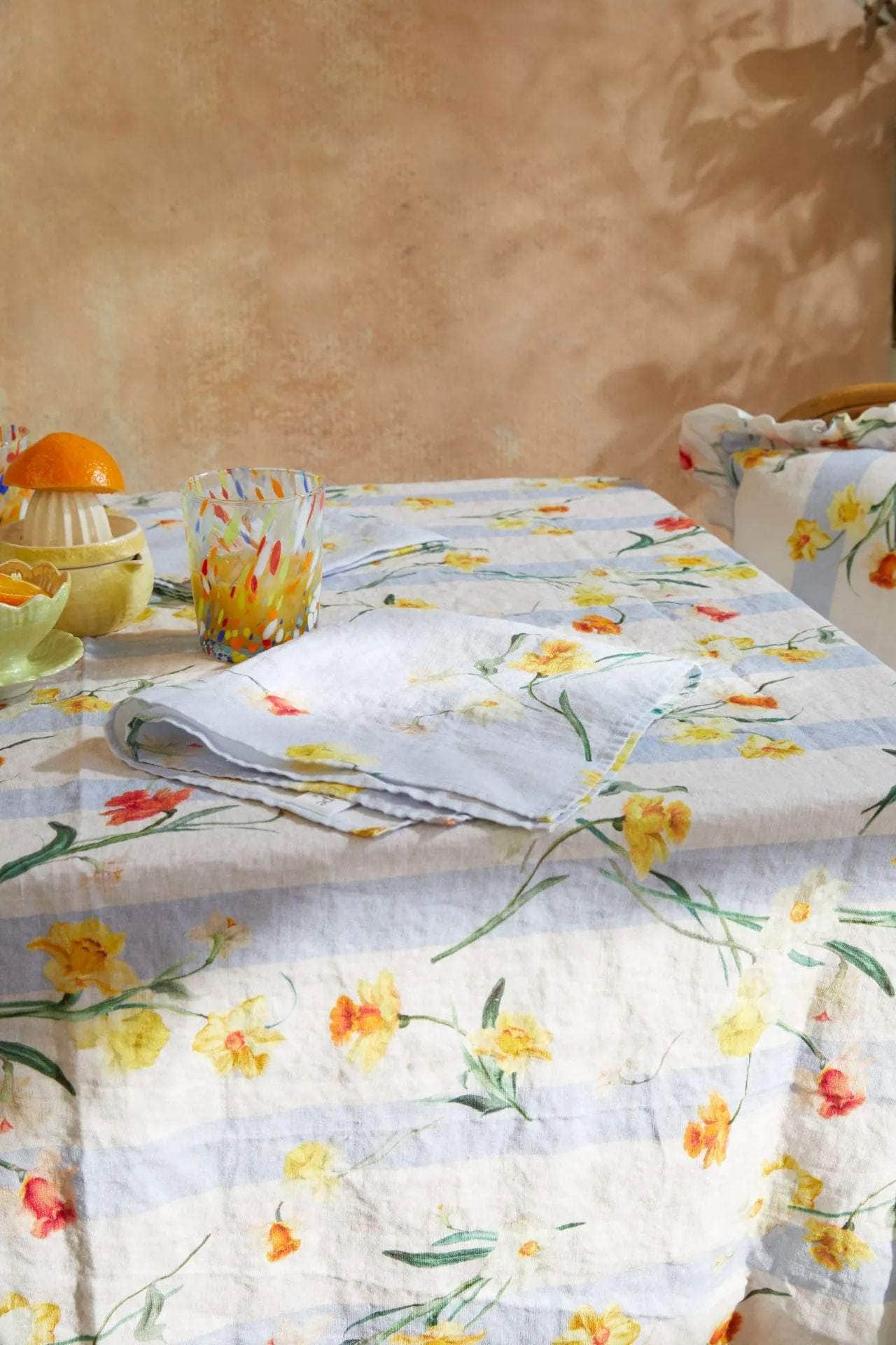Daffodil Stripe Linen Tablecloth