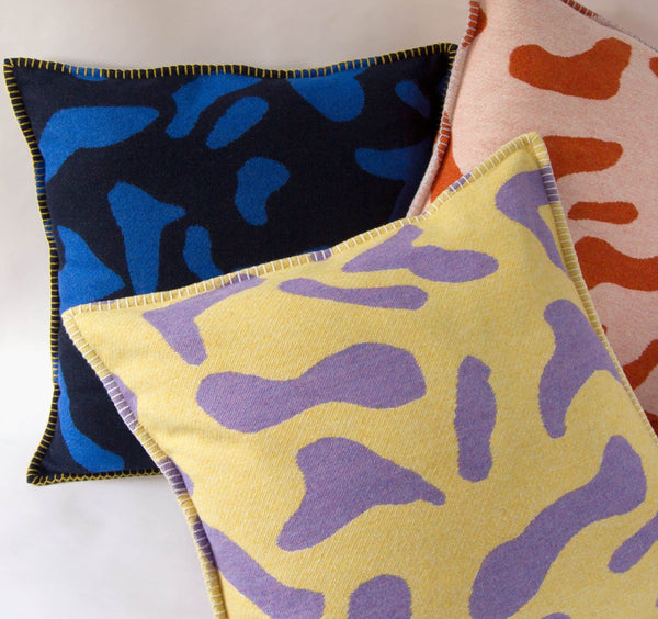 Blue + Navy Scatter Cushion Recycled Wool