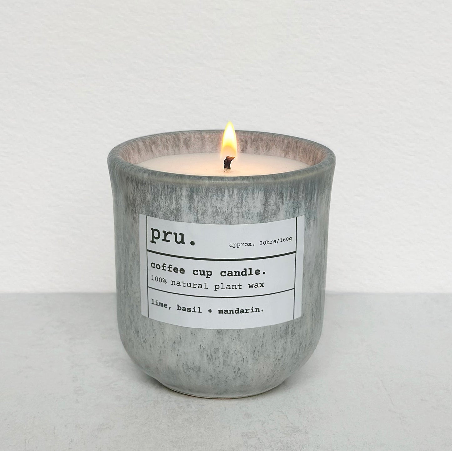 Grey Coffee Cup Candle - Lime, Basil + Mandarin