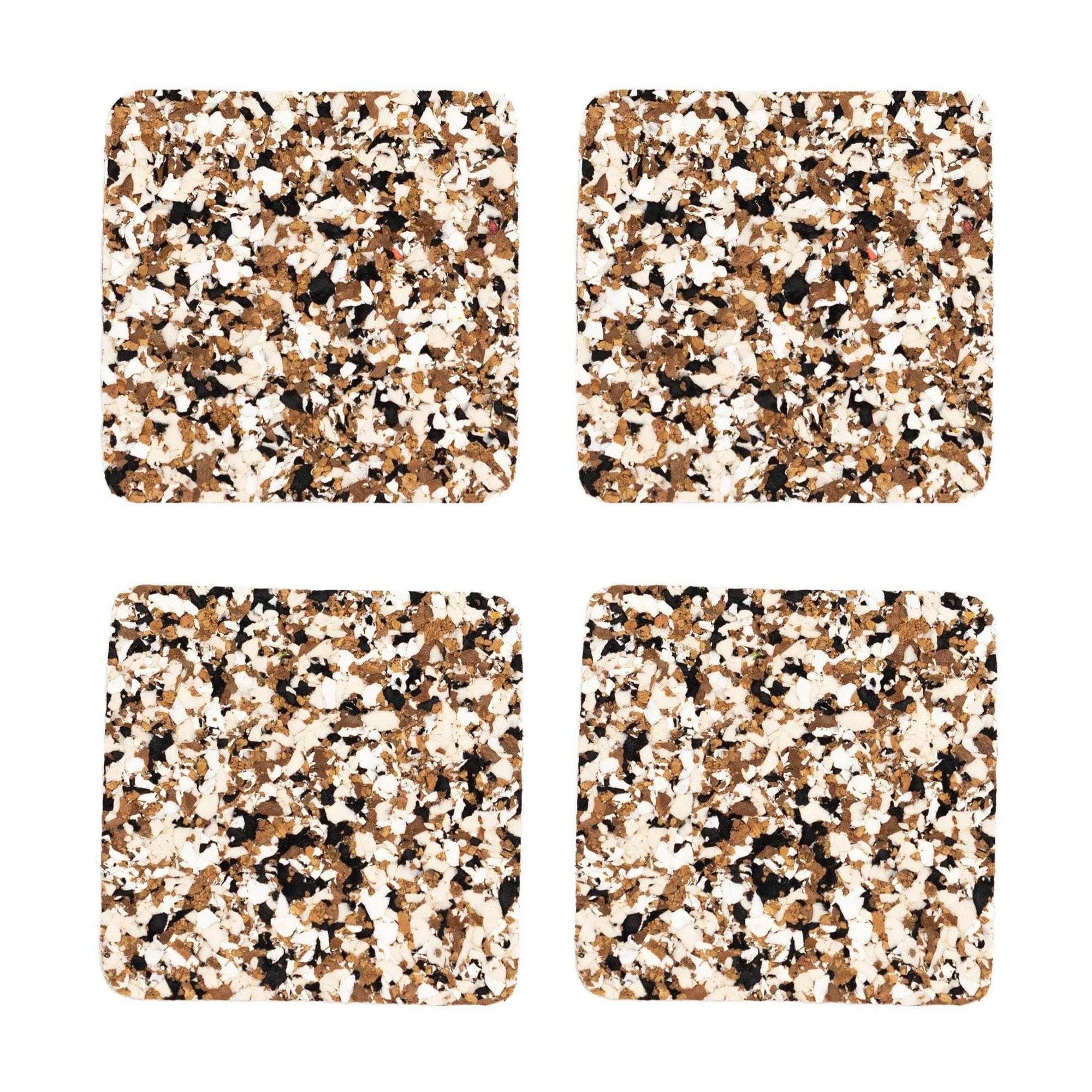 Black Speckled Square Cork Coasters - Set of 4