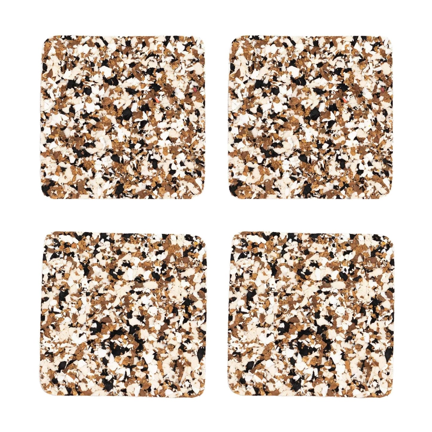 Black Speckled Square Cork Coasters - Set of 4