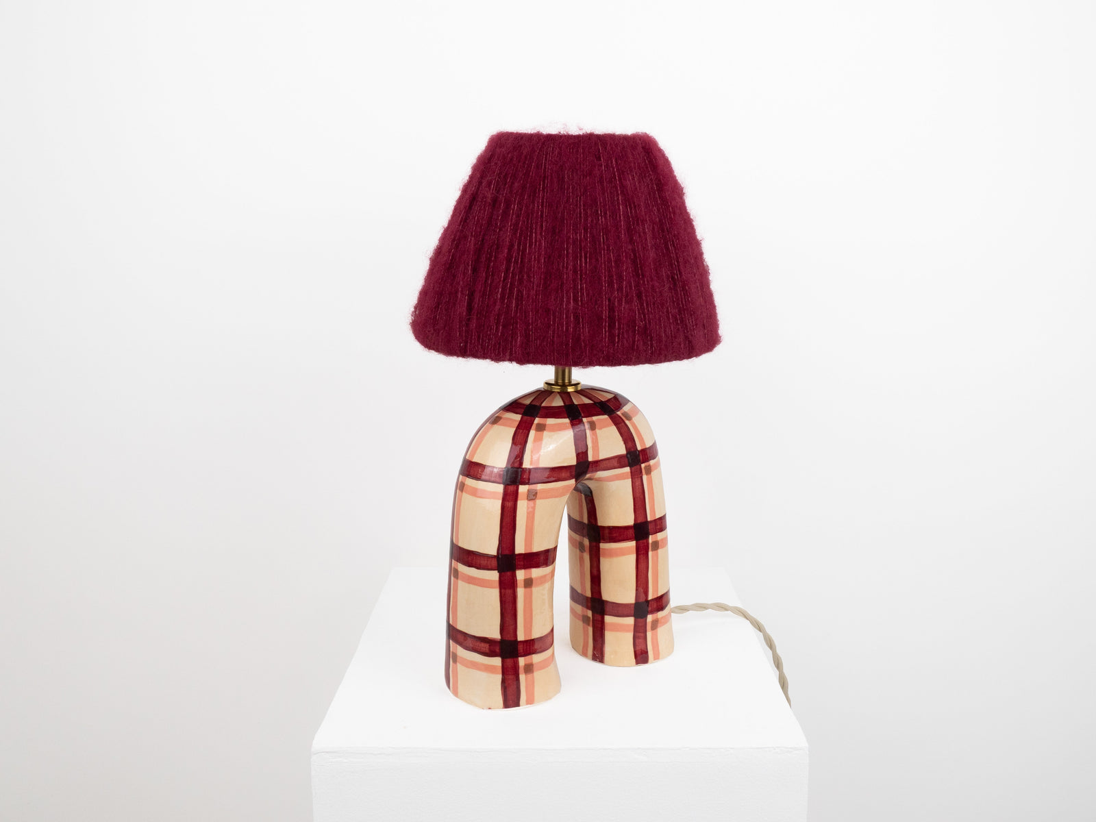 'You' Table Lamp - Maroon Gingham