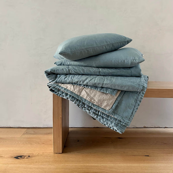 Miller Linen Cushion Duck Egg Blue Square - OEKO-TEX Certified