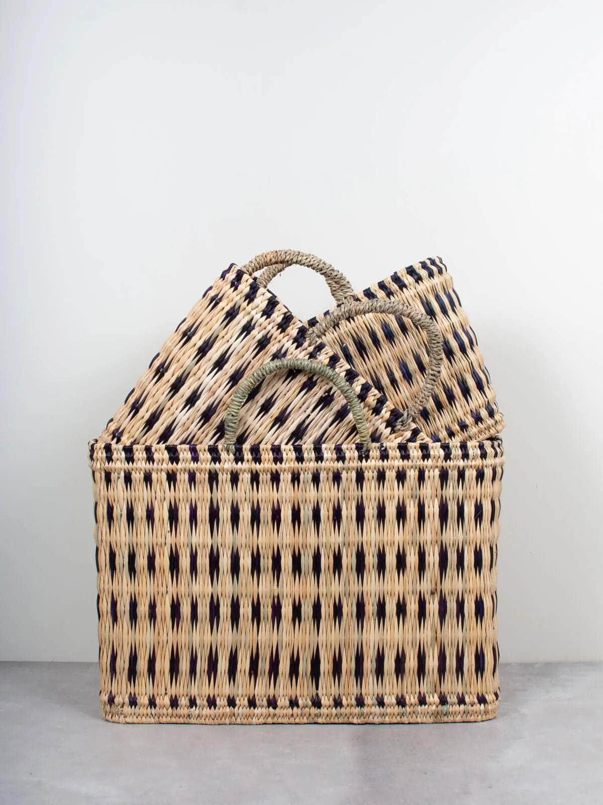 Woven Reed Basket - Indigo