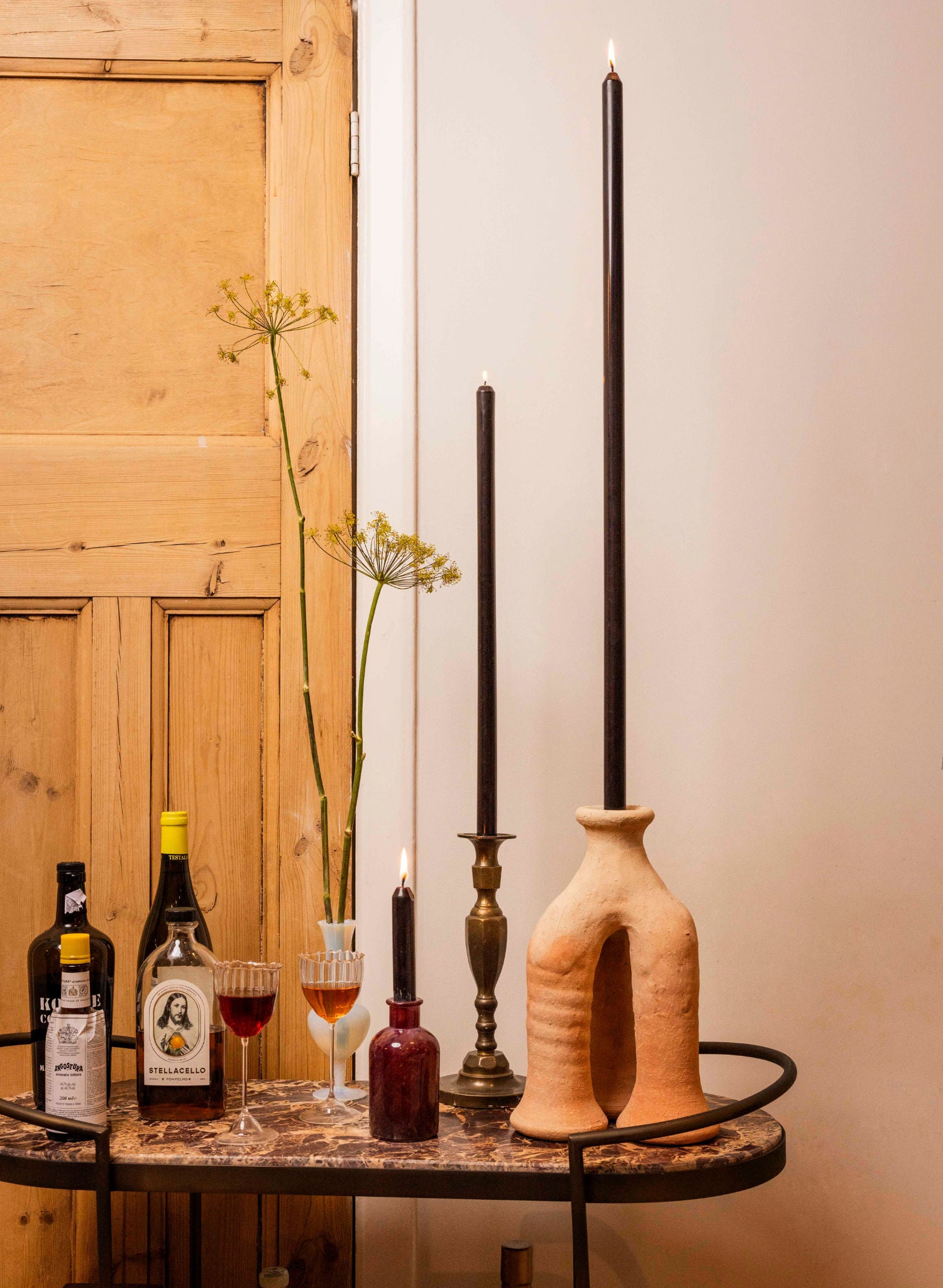 Black Tapered METRE Candle Pair