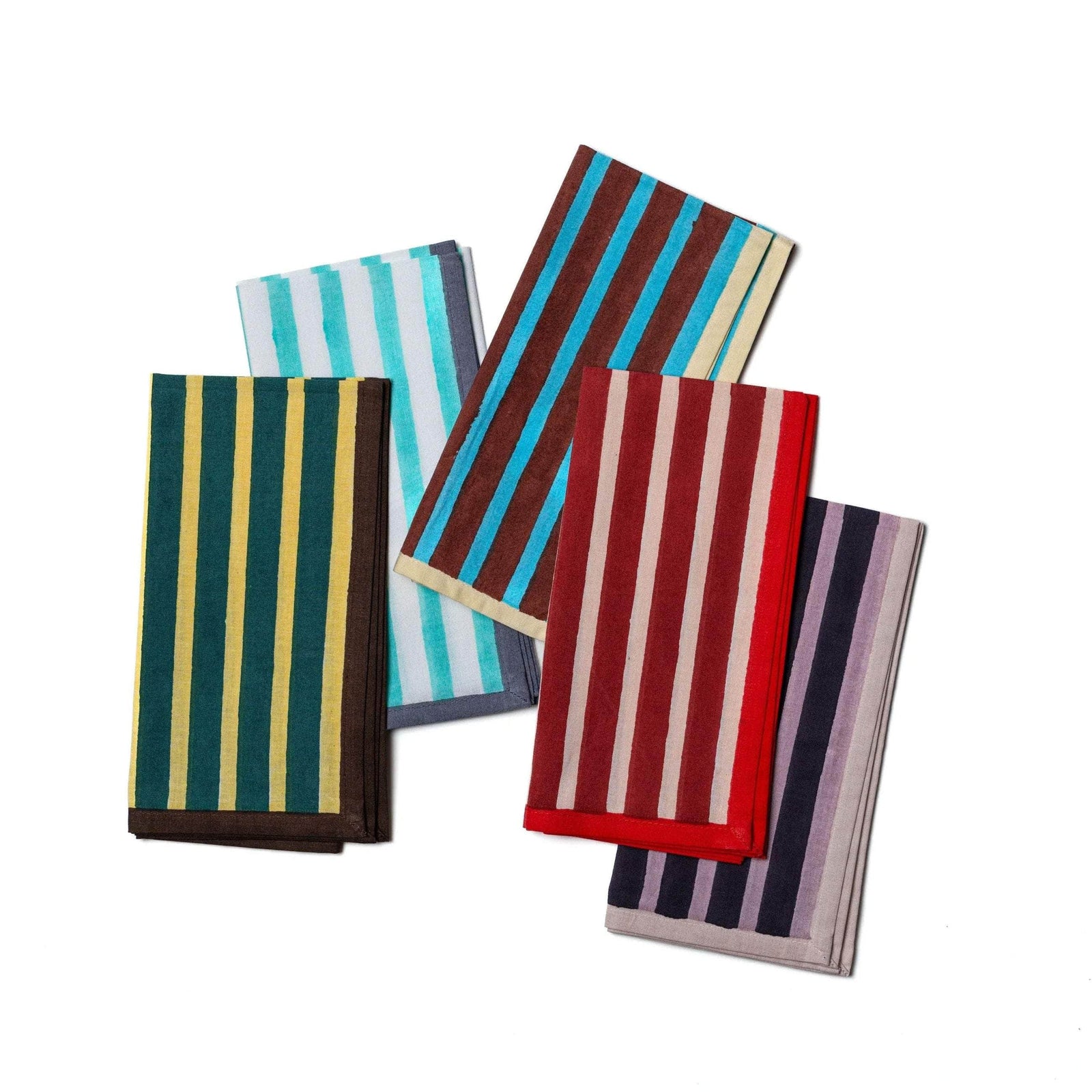 Block Stripe Napkins - Mint / White