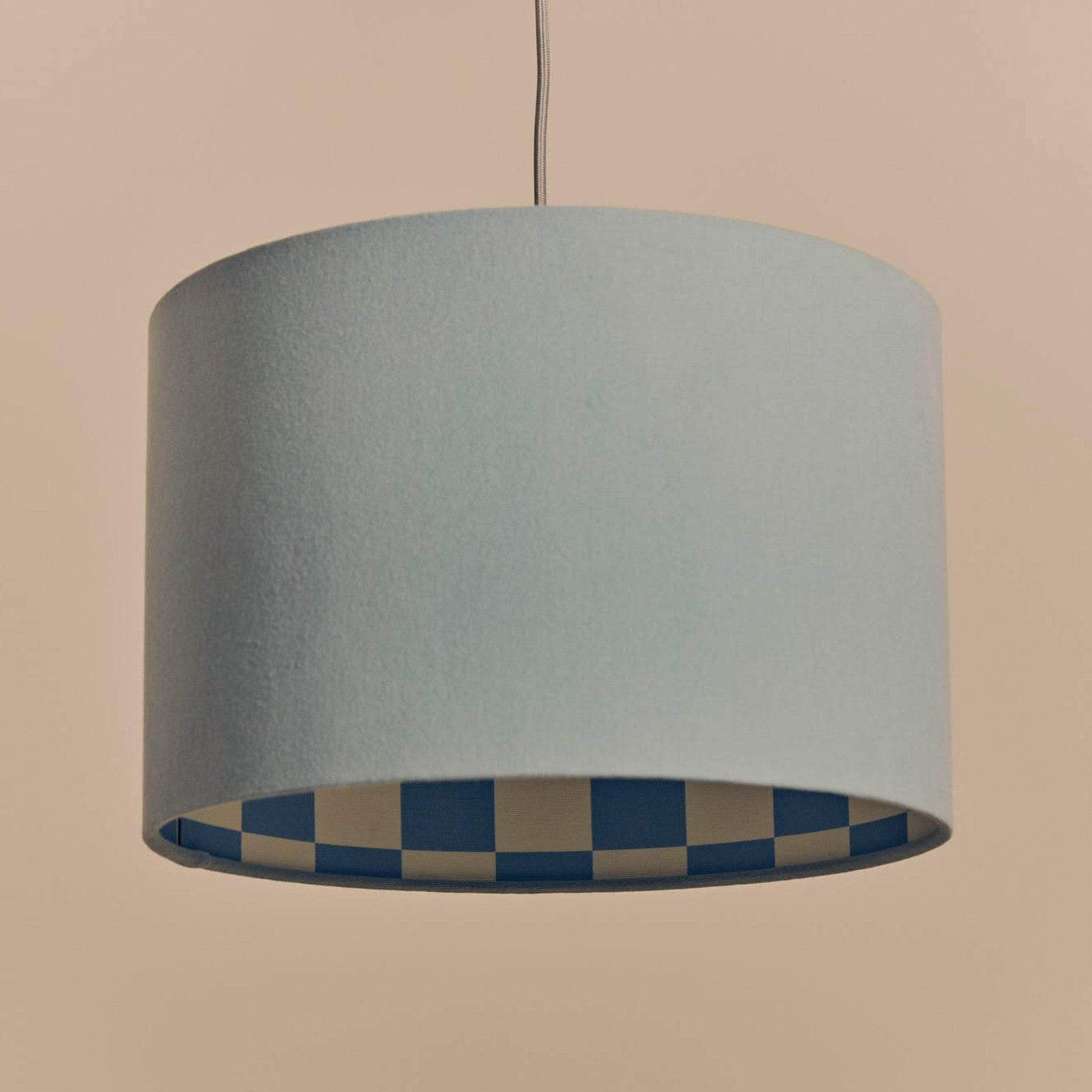 Damson Blue Checkered Drum Shade