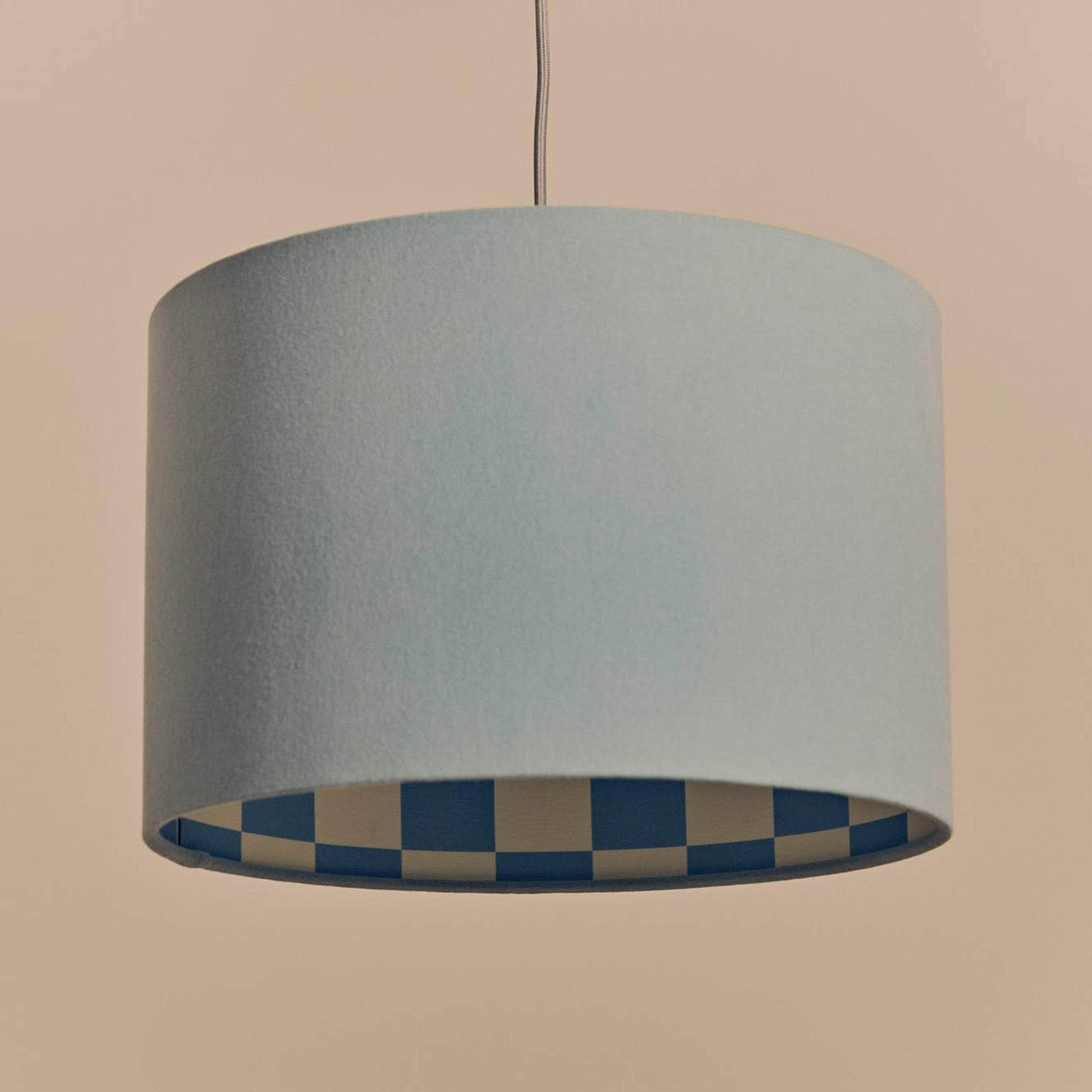 Damson Blue Checkered Drum Shade