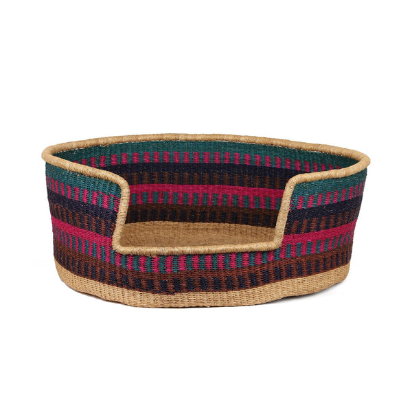 ODWAN: Aqua, Pink and Brown Dog Basket - Large