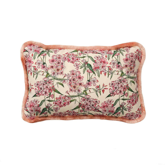 Pink Phlox Cushion with Pink Silk Trim