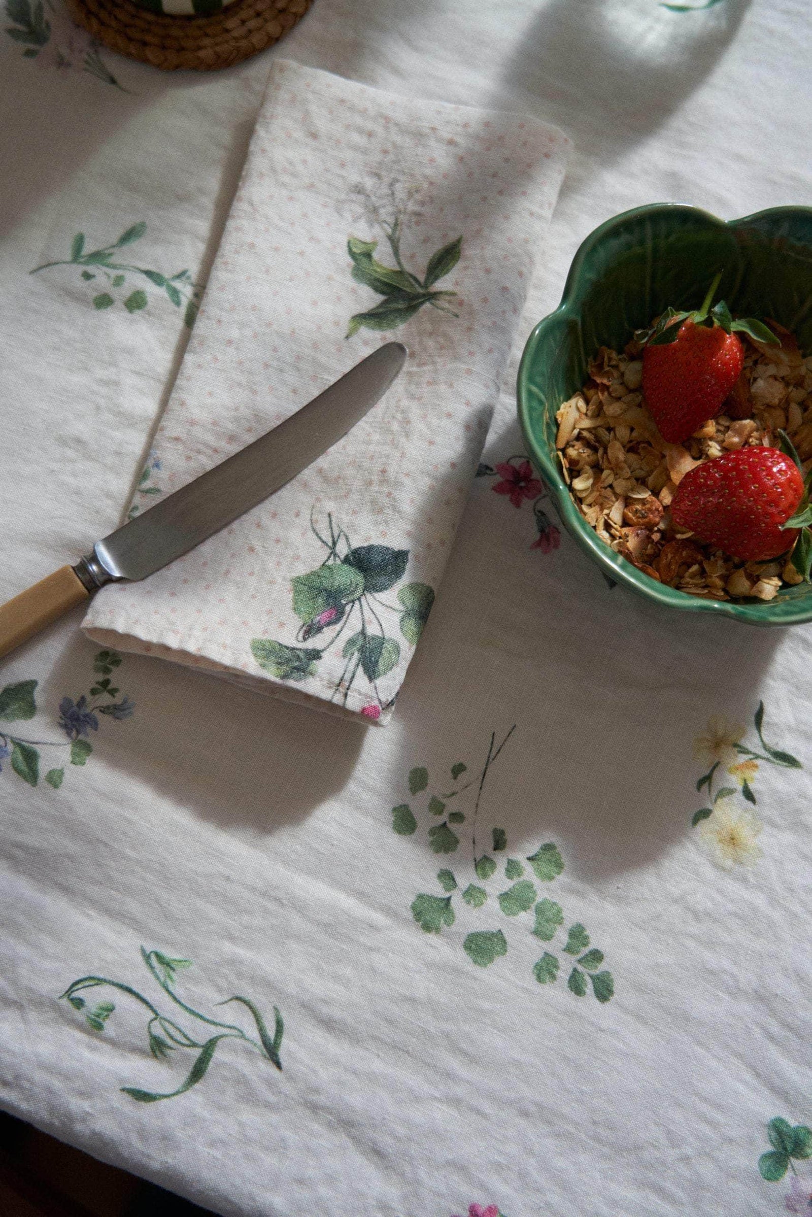 Signs of Spring Linen Tablecloth