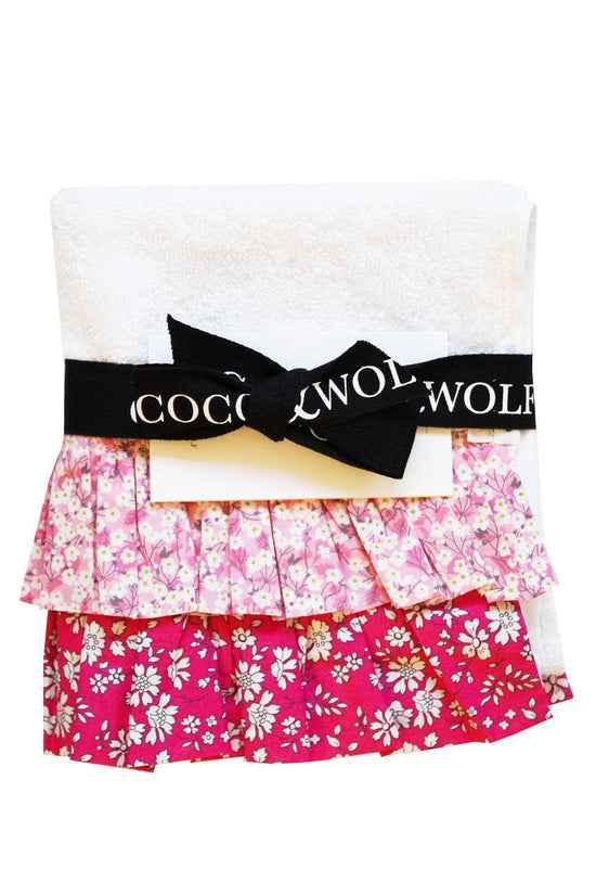 Ruffle Edge Towel Made With Liberty Fabric Mitsi Valeria & Capel Fuchsia Pink