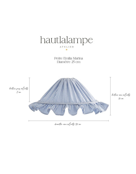 Petite Emilia 'Marina' Small Striped Conical Lampshade With Ruffle